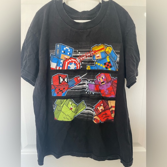 Mindcraft style Marvel kids t-shirt - Picture 1 of 2